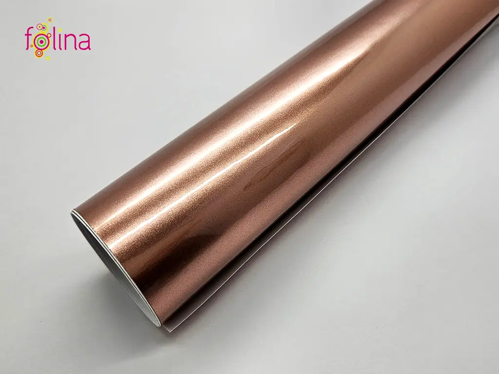 Autocolant rose gold, Folina, cu efect metalic lucios, rolă de 100x200 cm