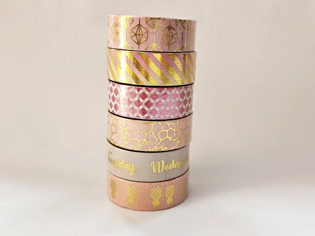 Set 6 role washi tape, benzi adezive decorative, modele roz
