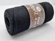 Snur din bumbac, Maccaroni Cotton Cord negru, 3 mm grosime