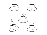 Set 5 stickere decorative Ceşti cafea, maro