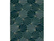 Tapet modern verde, Ugepa, cu model geometric auriu, Galactik L94901